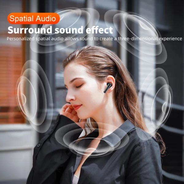 QERE E50 casque sans fil, TWS Bluetooth 5.3, Microphone HD, écouteurs HIFI, pilote 13mm, faible latence 60ms, 4 micros, appel ENC, nouveau – Image 6