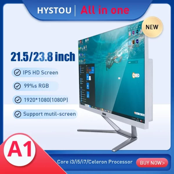 23,8 pouces tout dans un ordinateur de bureau de jeu I7 10510U 8G RAM ensemble complet d'ordinateur – Image 2