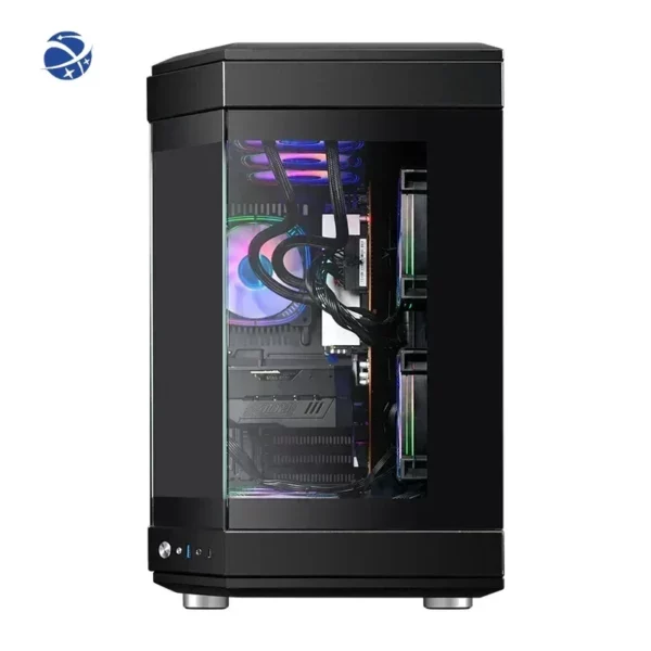 ATX – boîtiers d'ordinateur de jeu avec écran Cube, armoire à lunettes, boîtier de jeu en verre trempé Double, châssis de bureau – Image 2