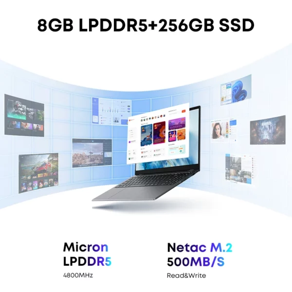 CHUWI GemiBook Plus 15.6 ''ordinateur portable 16GB RAM 512GB SSD ordinateur Windows 11 ordinateur portable 12e génération Intel Alder Lake N150/N100 – Image 3