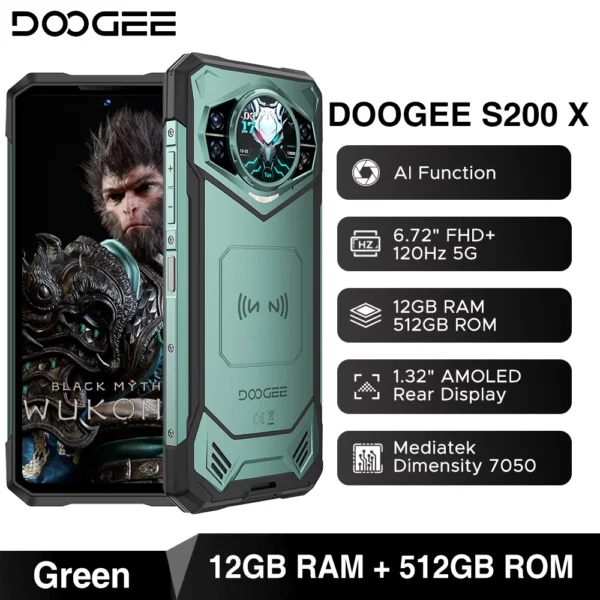 Première mondiale DOOGEE S200 X 5G téléphone robuste 12 + 512 Go Smartphone 6,72 "FHD + 120 Hz écran IPS dimension 7050 10100 mAh batterie 33 W – Image 9