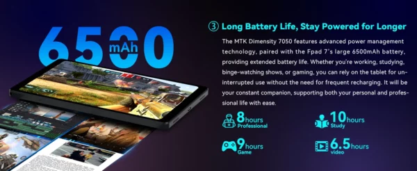 Headwolf FPad7 8.4 pouces tablette Android14 MTK dimension 7050 CPU 2560x1600 IPS/16GB + 256GB/6500mAh/4G LTE tablettes – Image 19