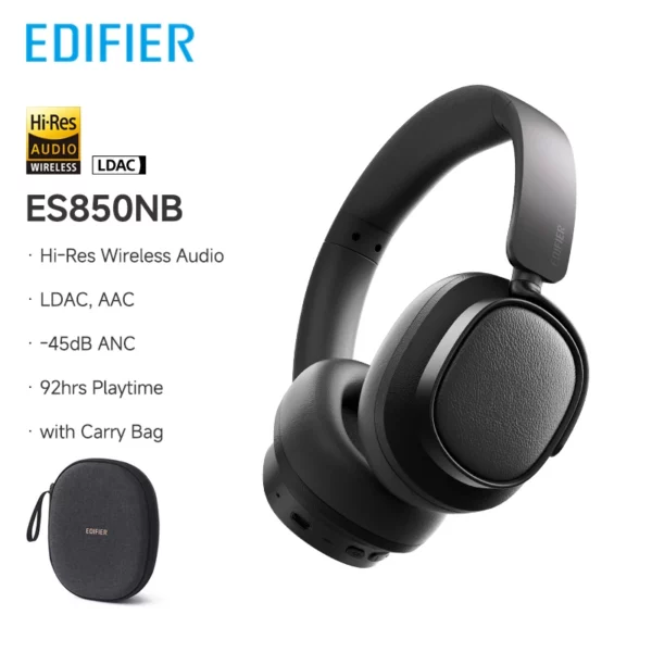 Edifier ES850NB casque sans fil suppression du bruit écouteurs Bluetooth haute résolution sans fil sur l'oreille casque avec sac de transport – Image 7