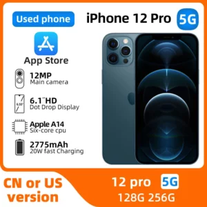 Apple iphone 12 pro 5g Smartphone débloqué écran 6.1 pouces 256G ROM 2775 batterie en bon état téléphone d'occasion d'origine