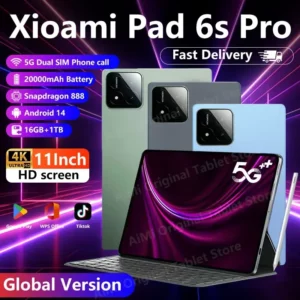 2024 Version mondiale originale Xioami Pad 6S Pro tablette 16Gb + 1T 11 pouces Hd 4K Android 14 20000Mah 5G double Sim Wifi6 Gps tablette