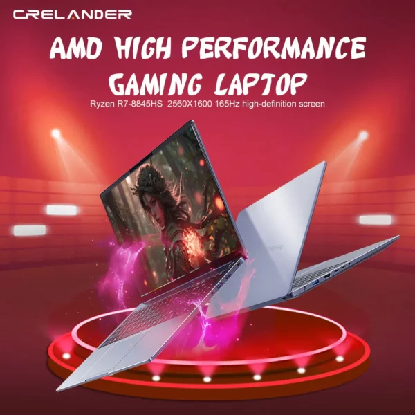 CRELANDER  Ordinateur portable Processeur AMD Ryzen 8845HS 8 cœurs 16 threads 16 pouces LCD 2560 * 1600-165HZ DDR5 Ordinateur portable Ordinateurs portables de jeu – Image 2