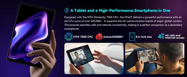 Headwolf FPad7 8.4 pouces tablette Android14 MTK dimension 7050 CPU 2560x1600 IPS/16GB + 256GB/6500mAh/4G LTE tablettes – Image 18