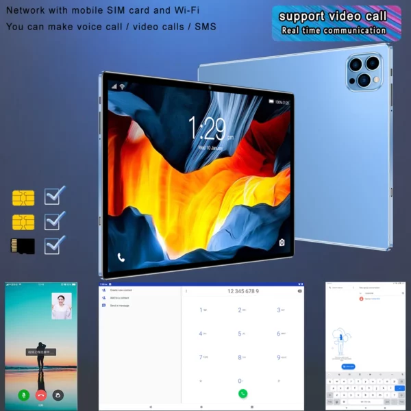 BDF Android 10.1 pouces tablette Google Play Octa Core double caméra double SIM 3G appel téléphonique tablettes Bluetooth Wifi 4GB + 64GB ROM – Image 13