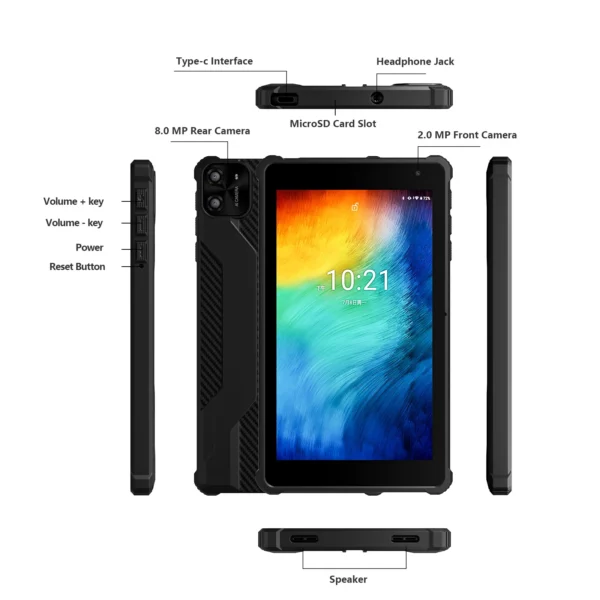 Tablette PRITOM Tablette Android 14 7", 8 Go de RAM (3 + 5 Go d'extension) 64 Go de ROM, processeur Octa-Core A523, WiFi 5G + WiFi6, double caméra, noir – Image 2