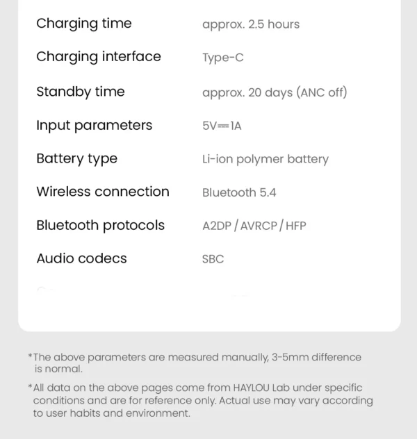 HAYLOU-Casque sans fil S30, Bluetooth 5.4, 43dB, écouteurs adaptatifs antibruit, ensembles de sauna, pilote 40mm, 80H de lecture – Image 36