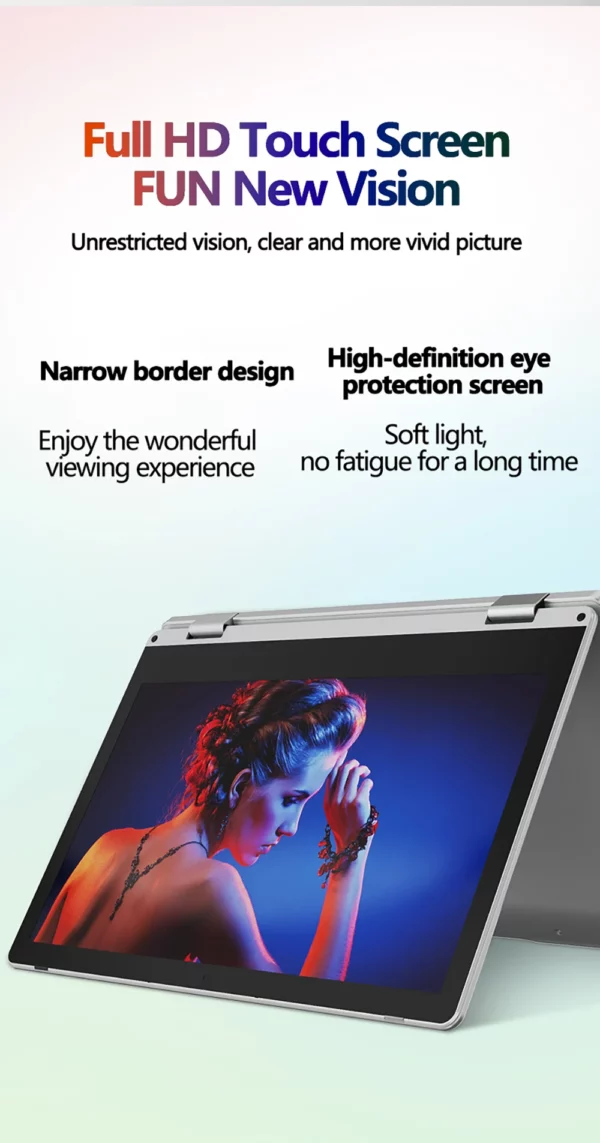 Ordinateur portable 11,6 pouces Intel Celeron N4020 360 °   Flips Écran tactile pour caméra HD 6 Go DDR4 2 To SSD 4500 mAH 2,8 GHz Tablette légère – Image 12
