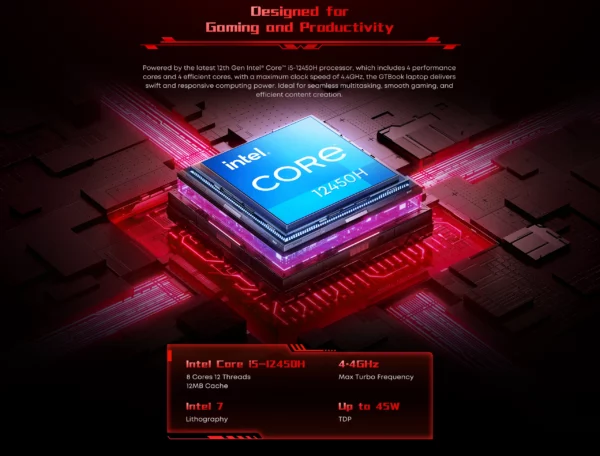 World Premier CHUWI GTBook i5-12450H RTX 3050 ordinateur portable de jeu 15.6 pouces écran FHD 16GB RAM 512GB SSD corps métallique ordinateur portable dédié – Image 11