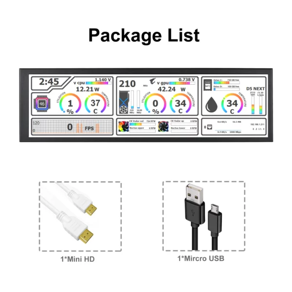 Wisecoco 8.8 pouces 1920x480 longue bande moniteur Portable écran externe ordinateur Portable affichage pour ordinateur Raspberry pi 4 3 B Aida64 – Image 17