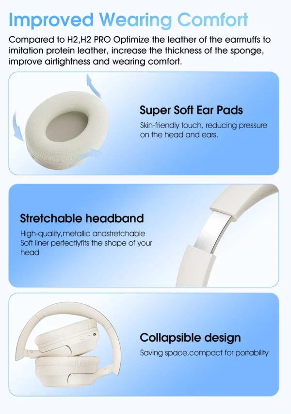 QCY H2 Pro casque sans fil Bluetooth 5.3 Mode basse écouteurs HIFI 3D casque stéréo sur l'oreille écouteurs de jeu – Image 16