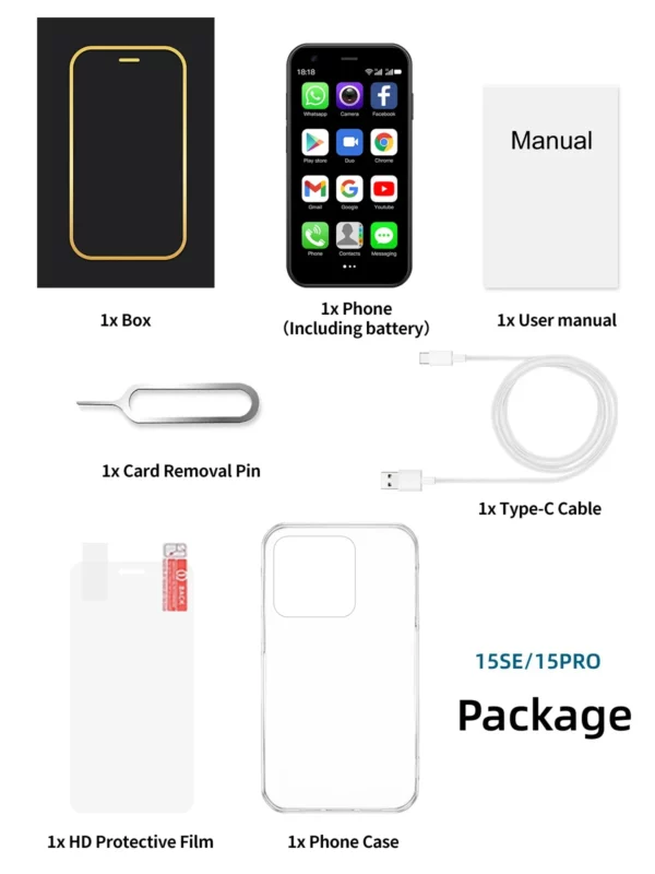 SERVO Mini Smartphone 3 "écran HD système Android 2GB RAM 16GB ROM Play Store 3G WCDMA cellulaire Super petits téléphones mobiles bon marché – Image 18
