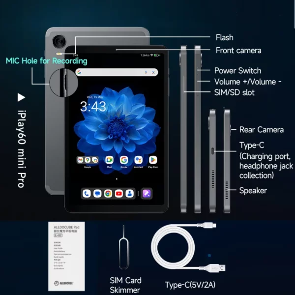 Alldocube iplay 60 mini pro 8.4 pouces tablette poche puissant lecteur Android 14 MediaTek G99 4G LTE 8GB + 128/256GB ROM 6050mAh batterie – Image 7