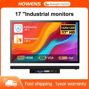 Howens-Moniteur militaire avec affichage de qualité industrielle, boîtier en fer robuste, adaptateur de température extrême,-40 °C, 70 °C, 17 pouces, durable