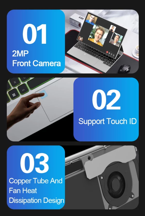 CRELANDER Ordinateur portable 2 en 1 avec écran tactile rotatif à 360 °, Windows 11, Intel N5105, 16 Go de RAM, 14 pouces – Image 17