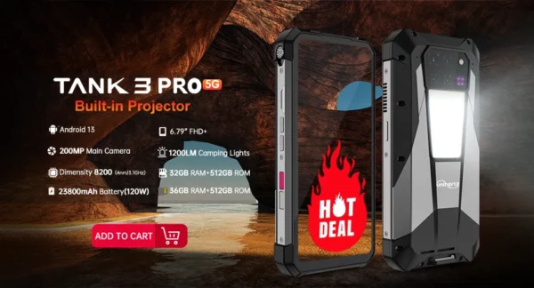 Unihertz tank 3s 8849 smartphone alimenté avec projecteur 24GB 256GB Dimension 8200 téléphone portable 15600mAh 66W chargeur 64MP 5G téléphone – Image 10