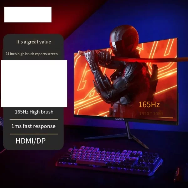 Moniteur LCD 24 pouces, résolution HDMI + VGA, 1920x1080/2560x1440, écran MVA/IPS, écran de bureau, moniteur 24 pouces, 75/165Hz – Image 2
