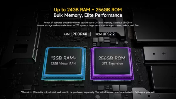 【Première mondiale】 Ulefone Armor 27 4G 10600mAh Téléphone robuste 24 Go + 256 Go Android 14 Smartphone 6,78" FHD 120 Hz Vision nocturne Global – Image 30