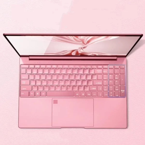 Ordinateur portable élégant rose 15,6" : Windows 10 Office Education Intel Celeron N5095, 16 Go de RAM, SSD 1 To, double WiFi, cadres étroits.