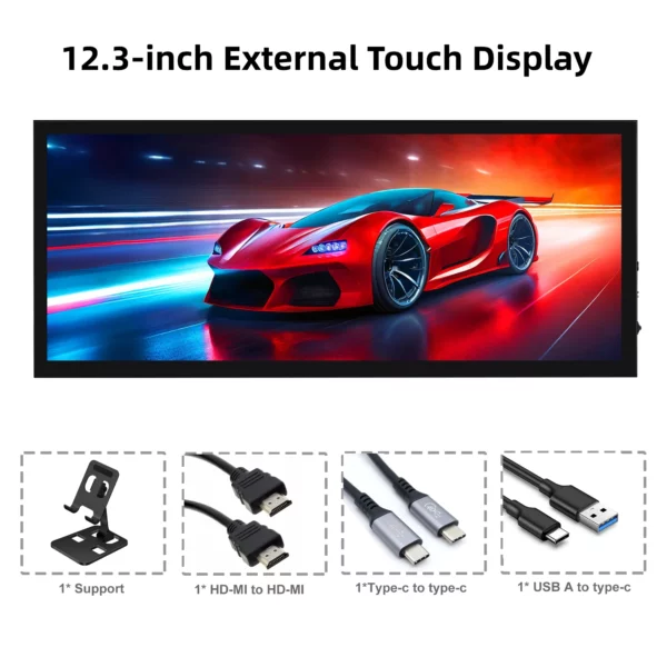 Wisecoco 12.3/14.5 pouces 2K 2560x720 IPS tactile moniteur Portable de jeu HDMI écran secondaire externe affichage auxiliaire – Image 6
