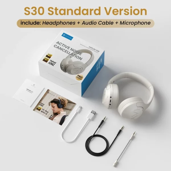 HAYLOU-Casque sans fil S30, Bluetooth 5.4, 43dB, écouteurs adaptatifs antibruit, ensembles de sauna, pilote 40mm, 80H de lecture – Image 8