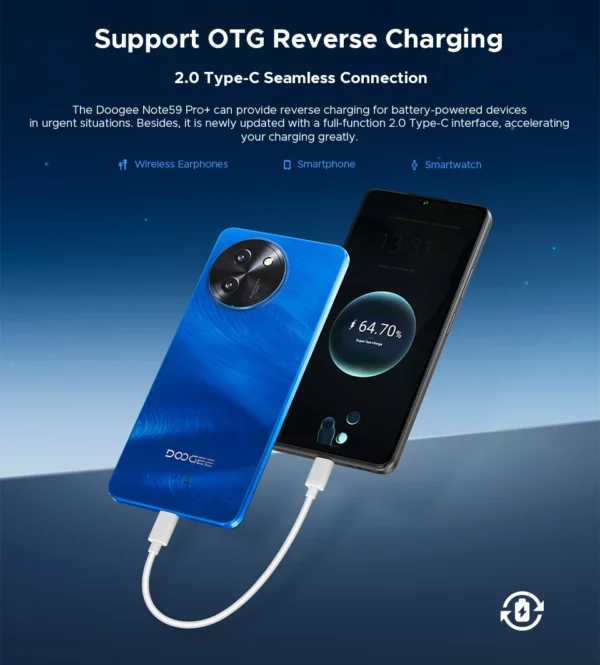 DOOGEE Note59 Pro + 5G Smartphone Android 15 Version mondiale 6250mAh batterie 6.75 ''120Hz affichage 12GB 512GB téléphone portable NFC – Image 20