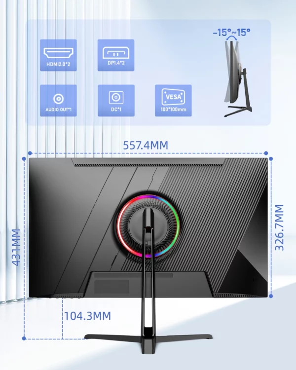 FYHXele 24.5 pouces moniteur de jeu 320Hz FHD 1920x1080 1ms sans cadre 100% sRGB LED lumière de fond moniteur d'ordinateur Freesync – Image 16