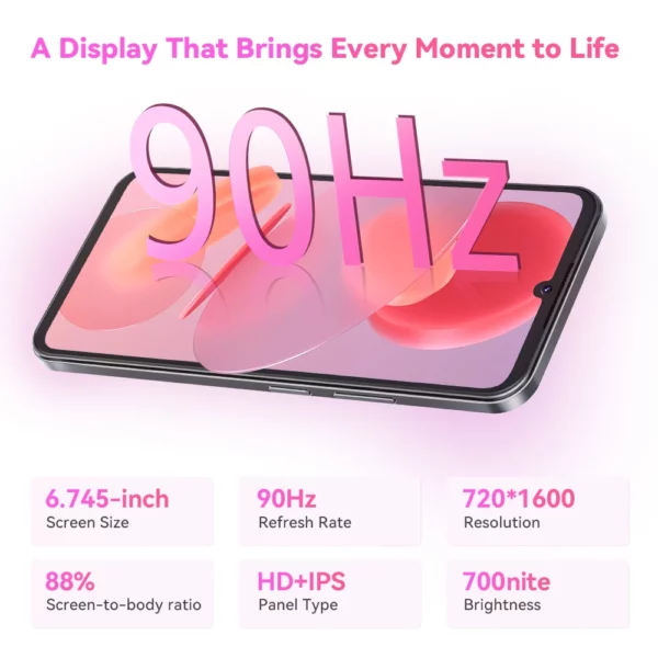 Cubot A30 Smartphone , Android 14, 4G, 16 Go, 6 Go + 10 Go de RAM, 128 Go de RAM, Dean 90Hz, écran 6.745 ", 5100mAh, caméra arrière 48MP, Face ID – Image 4