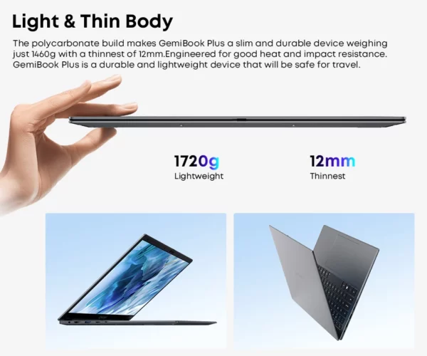 CHUWI GemiBook Plus ordinateur portable 15.6 "Intel N150/N100 graphique pour 12e génération 1920*1080P 16GB RAM 512GB SSD avec ventilateur de refroidissement Windows 11 – Image 14