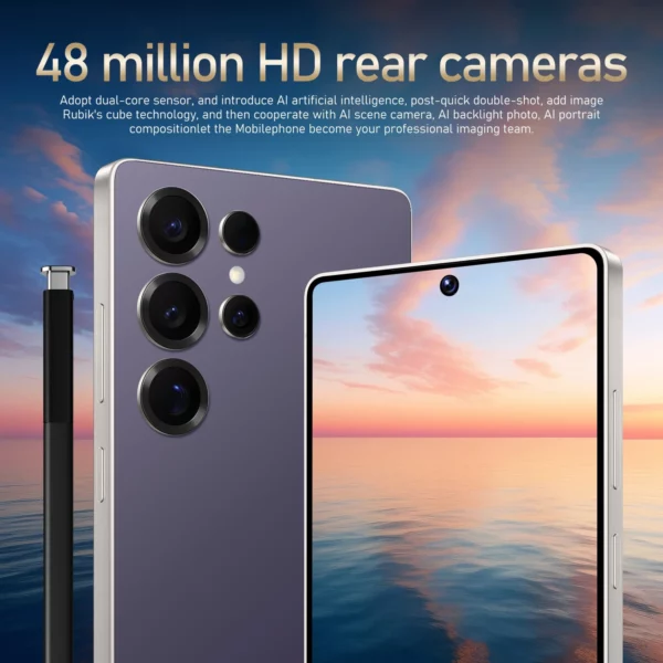 S25 Ultra Smartphone Android 6.8 pouces HD 8 + 256GB ROM 5800mAh 48MP caméra Android 12 MTK Core Google Play téléphone portable – Image 14
