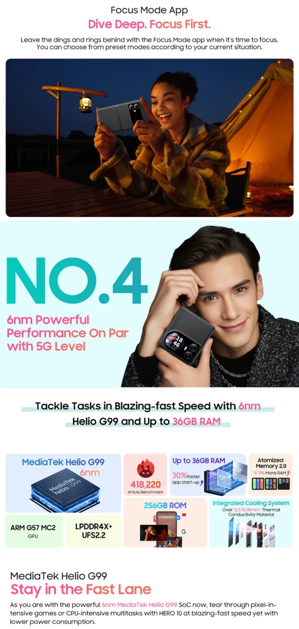 Blackview HERO 10-Smartphone avec Écran Pliant AMOLED de 6.9 Pouces, 12 Go de RAM et 256 Go de ROM, Caméra MTK 108MP, Helio G99, Première Mondiale – Image 52