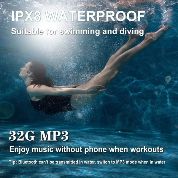 Écouteurs sans fil Bluetooth à Conduction osseuse, écouteurs étanches IPX8 avec 32 go de RAM, Microphone de musique Mp3 pour shokz ouvert – Image 32