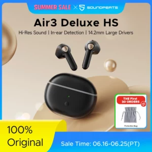 SoundPEATS-Écouteurs sans fil Air3 Deluxe HS, audio haute résolution, écouteurs Bluetooth avec AC sat, grand pilote 14.2mm, détection intra-auriculaire