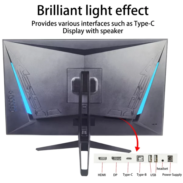 Moniteur 27 pouces 2K 165Hz 144HZ, pour ordinateur de jeu, 1ms, synchronisation gratuite, panneau Nano IPS, écran LCD de bureau, HDMI DP type-c – Image 7