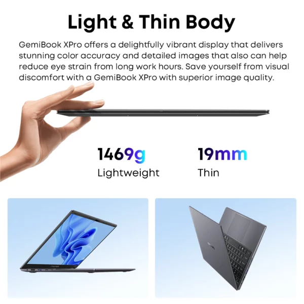 CHUWI GemiBook XPro 14 pouces UHD écran ordinateur portable 8GB RAM 256GB SSD Intel N150/N100 Windows 11 ordinateur avec ventilateur de refroidissement ordinateur portable – Image 4