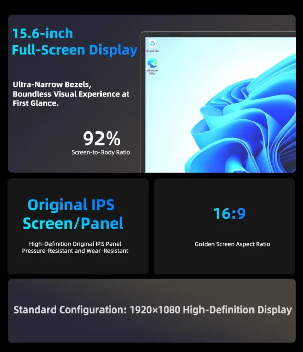 Entreprise de reconnaissance faciale à double écran pour ordinateur portable 15,6 pouces + 7 pouces, RAW 32 Go SSD 2 To DDR4, 180 °   écran tactile haute définition rétroéclairé – Image 18