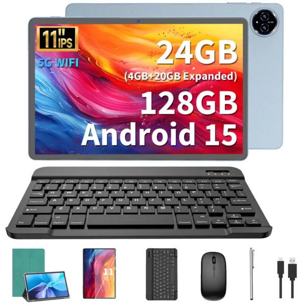 Relndoo nouvelle tablette 11 pouces Android 15, processeur T615, 24 Go(4 + 20 élargi) RAM + 128 Go ROM, WIFI, 5MP + 13MP, GPS, BT 5.0, Type C – Image 8