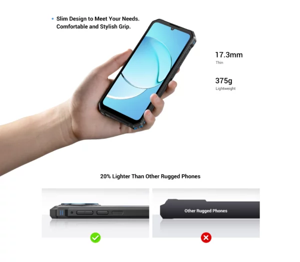 FOSSiBOT F105 Smartphone robuste Android 14 12GB + 64GB téléphone portable 6.745 "HD + écran IPS 20MP caméra 10300mAh téléphone portable – Image 17
