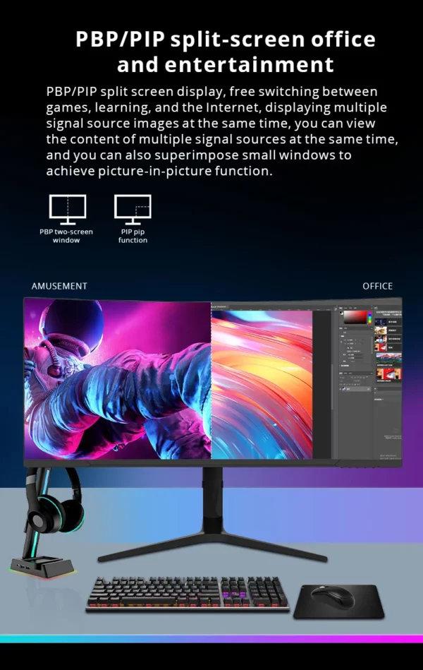 Moniteurs de jeu incurvés Oem, écran de studio, LED, 4K, 3440Hz, interface Johanna, 34 pouces, 1440x165, prix d'usine – Image 14