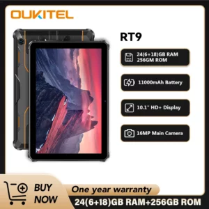 Oukitel RT9 tablette robuste tablette robuste 10.1 "écran HD 24GB RAM 256GB tablette étanche 11000mAh batterie Android 14.0 tablette PC
