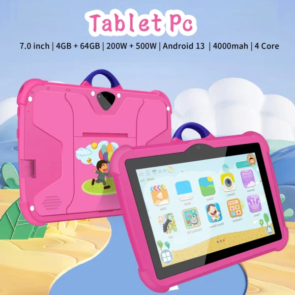 Nouveau modèle de dessin animé enfants tablette 7 pouces Quad Core 4GB RAM 64GB ROM Android apprentissage jeux éducatifs tablettes cadeaux pour enfants – Image 11