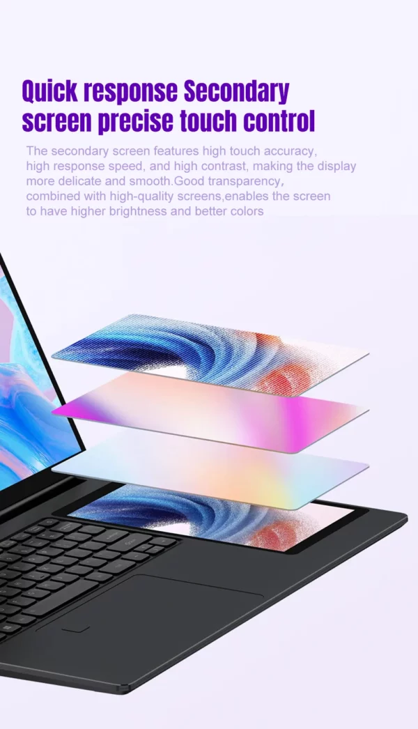 Crelander ordinateur portable Intel 15.6 "+ 7" Écran tactile 32gb RAM 1tb SSD rétroéclairé clavier ordinateur portable Windows 11 double écran – Image 14