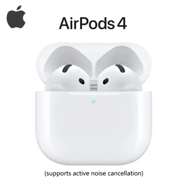 Écouteurs sans fil Apple AirPods 4, avec suppression active du bruit, audio adaptateur, mode de transparence, audio spatial, chargement sans fil