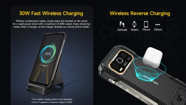 【Première mondiale】 Ulefone Armor 27 4G 10600mAh Téléphone robuste 24 Go + 256 Go Android 14 Smartphone 6,78" FHD 120 Hz Vision nocturne Global – Image 22