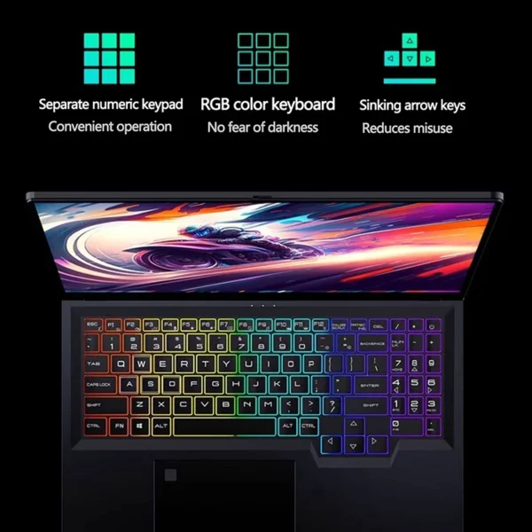 PC 16 pouces Intel Core i9-12900H NVIDIA RTX 3060 6G ordinateur 64GB DDR4 4TB SSD HD caméra WiFi5 BT5.2 ordinateur Portable de jeu – Image 6