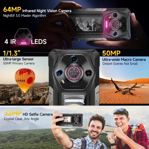 【Première mondiale】Ulefone Armor 30 Pro 5G Téléphone robuste Android 14 Smartphone 6,9" 120Hz 32GB+512GB 12800mAh Caméra nocturne 64MP NFC MTK Dimensity 7300X 66W Téléphone portable – Image 3