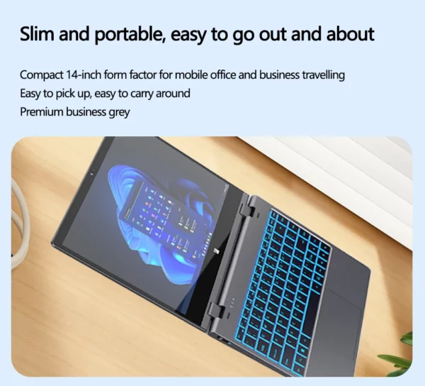 Processeur Intel N100 14 pouces 32 go DDR4 2 to SSD mince ordinateur portable YOGA 6000 mAh tablette 2-en-1 1920*1080 écran tactile 360 °   Bureau rabattable – Image 18